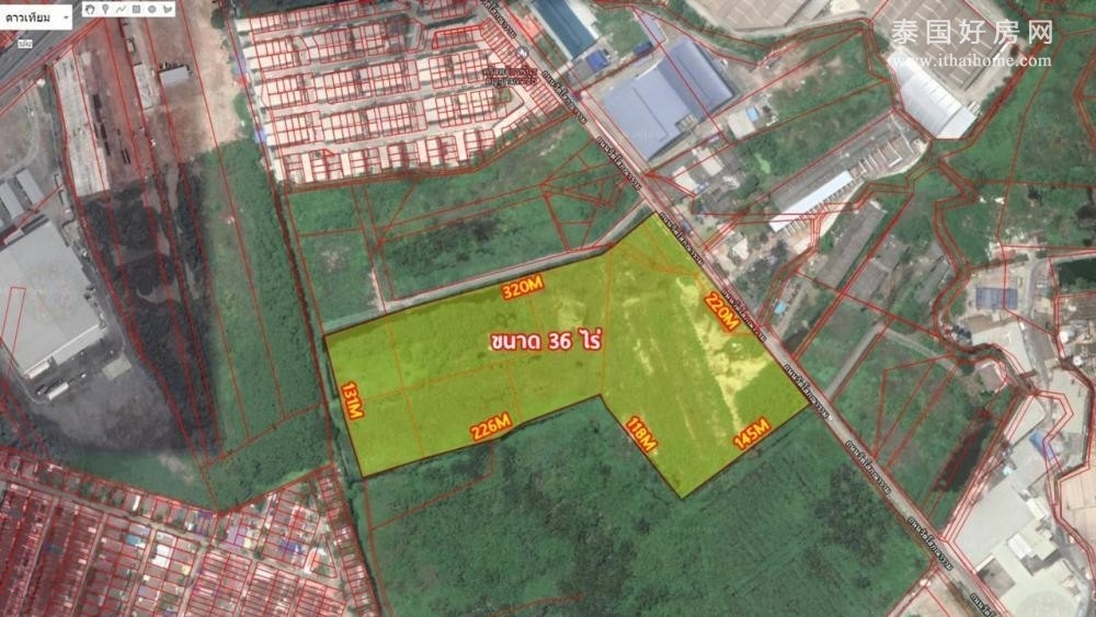 Wat Sophanaram Road - Samutsakhon 黄色区域土地出售 58,168平米 3.96亿泰铢