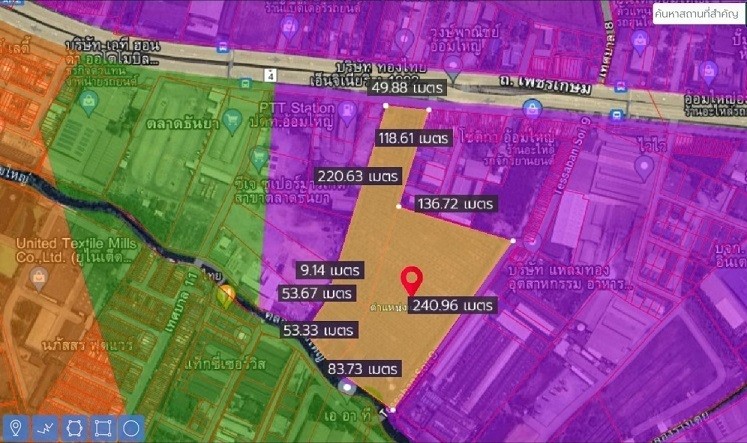 佛统府 |【紫色区】Omyai — 临Phetkasem干道，地段优越 空土地出售 22-3-16莱 1600万泰铢/莱
