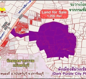 巴真府 | Kabin Buri区 紫色区域土地出售 848,000平米 5.30亿泰铢