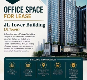 曼谷 汇权区 | JL Tower办公空间出租 60–1,200平方米 | 租金500–650泰铢/平方米/月